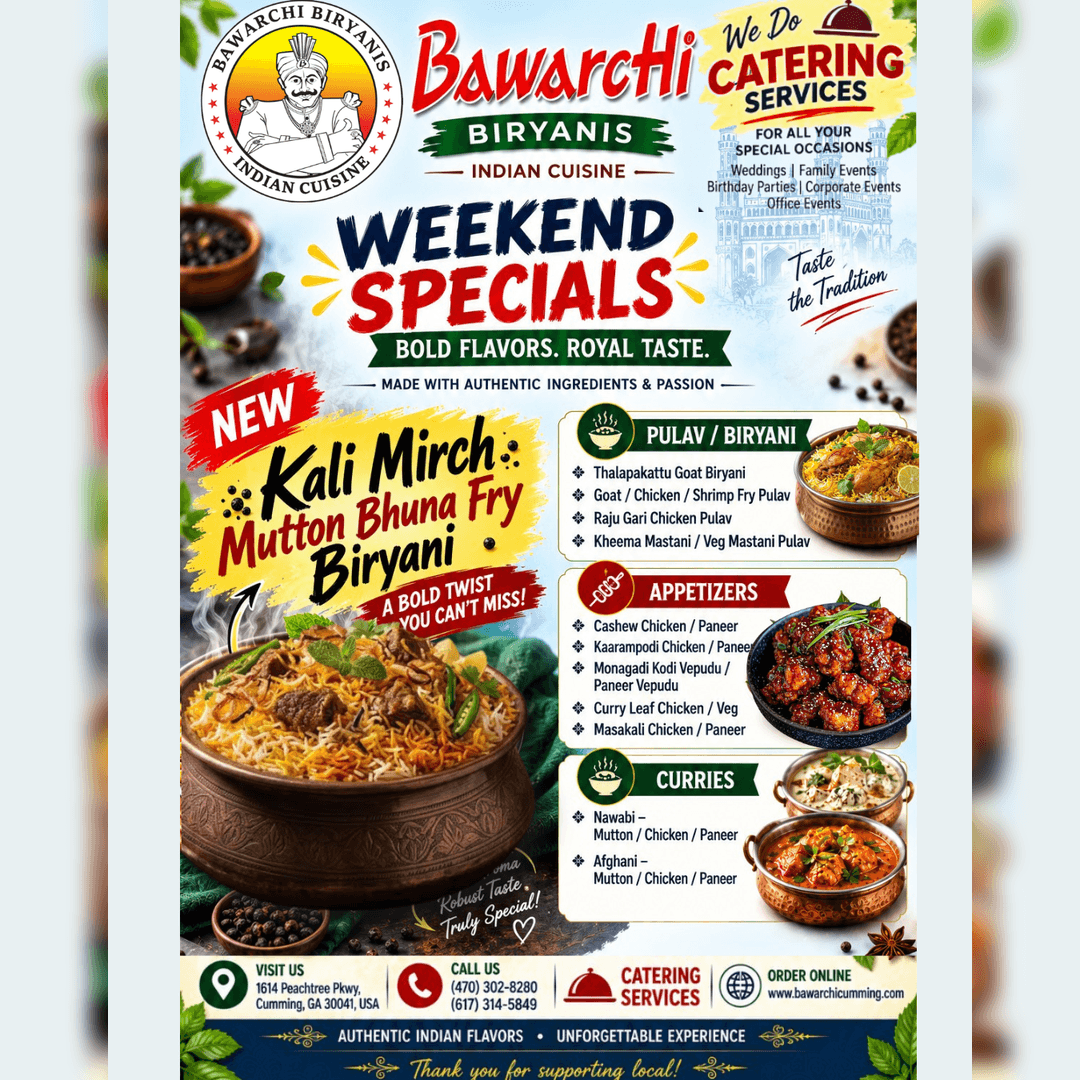 Weekend Specials & Labor Day Deals — Celebrate with Bawarchi Biryanis!